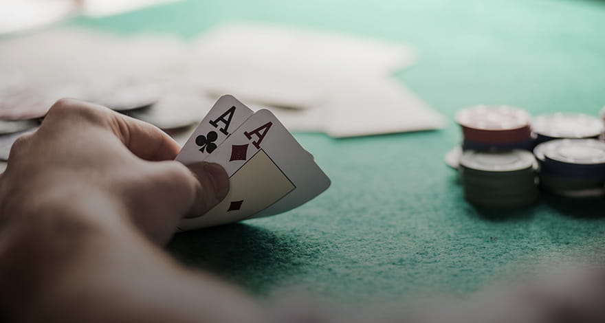 Poker Chips and Cards are Placed on the Table.